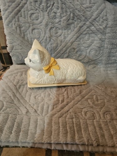 Vintage ceramic white kitty - ceramic,