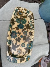Vintage French Floral Tray – Fibreglass – Blue, Green & Brown Flowers 