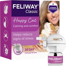 FELIWAY Classic Diffuser & 30 Day 48ml Refill Comforts Cats Helps Stress/Anxiety