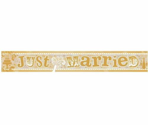 Just married gold foil banner - gold,