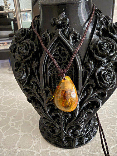 Polished teardrop amber fossil - teardrop,