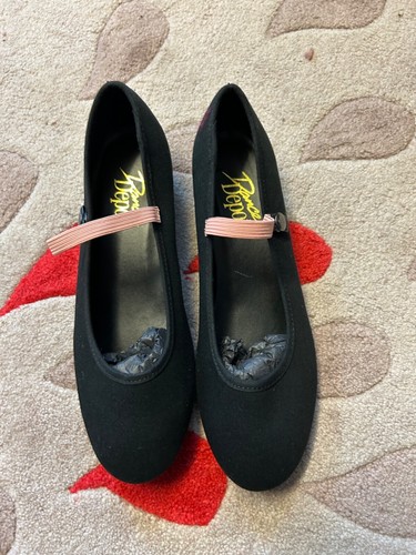 Black canvas low - , heel