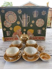 Vintage 1960s Miniature China Tea Set | Dolls House Cups Saucer Teapot