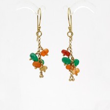 Opal 18K gold earrings with emerald and 18K gold chain - Handmade Fine Jewelry