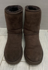 LADIES UGG AUSTRALIA CLASSIC SHORT BROWN SUEDE LEATHER BOOTS, UK 6.5/39