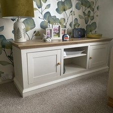 Cream And oak TV Unit, Originally Next bought. Damage To Side, Good Otherwise