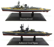Set of 2 Warships 1:1250 WW1 + WW2 Diecast Military Model Boat Battleship WSL25