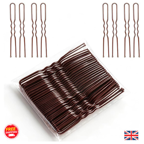 50pcs brown shape hair pins - u,