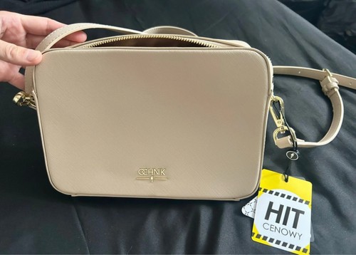 Beige leather cross - , bag