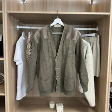 Vintage St Michael M&S Mens Knit Cardigan Jumper Size L Khaki Hunting Country