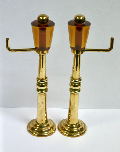 Pair vintage brass amber - vintage,