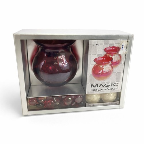 Red glass hurricane candle - red,