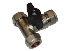 15mm Isolation Tee Valve with Thumb Handle Compression Fitting Service valve