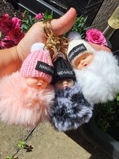 Sleeping Baby Doll Keychain Fluffy Plush Doll Backpack Purse Pendant Car Keyring