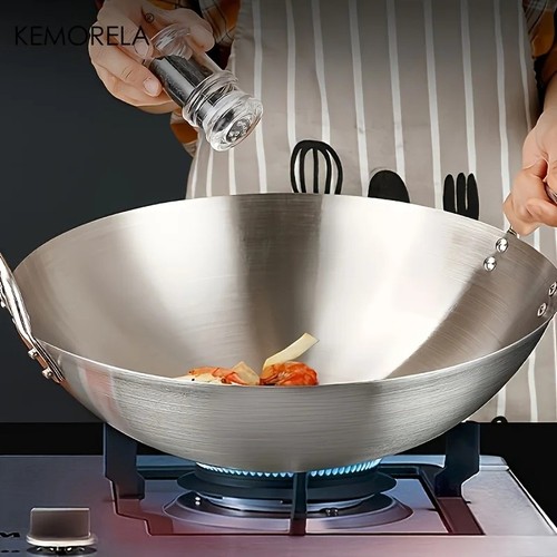 Large stainless steel wok - stainless,