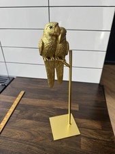 Ornate Gold Parrot On Stand Ornament Home Decor Shelf Display