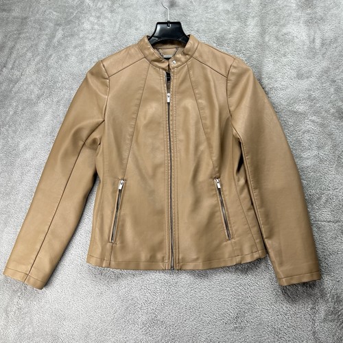 Faux leather moto jacket - faux,