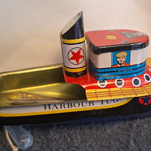 Harbour tug tinplate toy - tinplate,