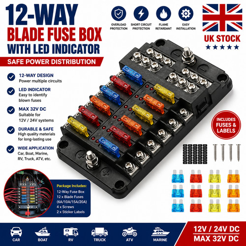 12way blade fuse box - 12way, block