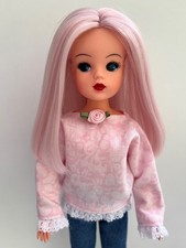 OOAK Pink Reroot Vintage Sindy Doll Jolly Dolly Top Modern Jeans  No Stand