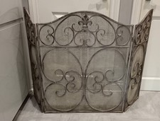 METAL ORNATE 3 PANEL FOLDING FIRE GUARD/SCREEN H 80cm (COLLECTION ONLY)