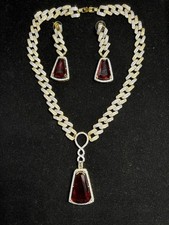 Swarovski Inspired Ruby Maroon Set With Earrings