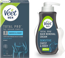 Veet Men Chest Body Hair Removal Cream 400ml &Sensitive Intimate areas 100ml