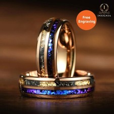 Womens Wedding Band / Promise Ring Rose Gold with Real Meteorite & Sandstone UK