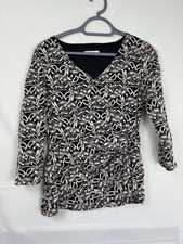 Kaliko Net Top, Embroidered, 3/4 Sleeves, Black & Beige Size 12