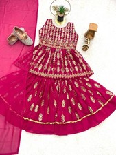 Party Wear Kids Girls Sharara Kurta Suit Indian Pakistani Readymad Salwar Kameez