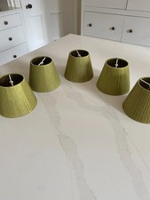 5 green satin vintage clip chandelier lamp shades - very unusual