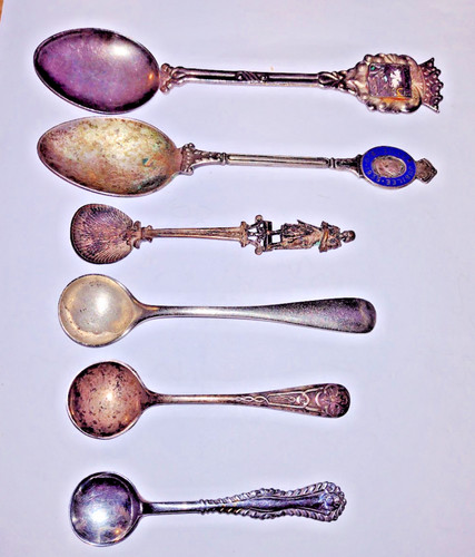 Job lot six - old, spoons-silver