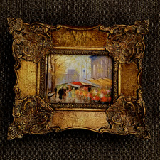 Framed flower market scene
