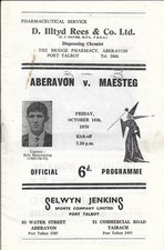 Aberavon v Maesteg 16 Oct 1970 RUGBY PROGRAMME