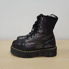 Dr Martens Jadon Fur Lined Gunmetal Soft Leather Quad Platform Chunky Boots Uk 6
