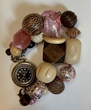 SWAP WATCH Ladies New Battery Multi Texture Stretch Fits 6-7” Wrists Wood Chunky