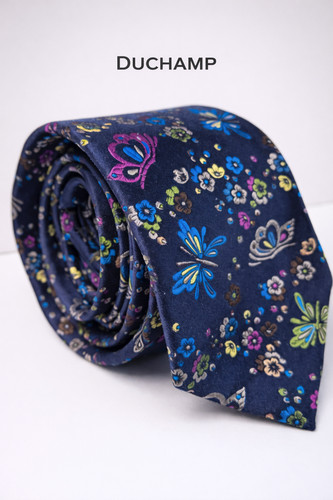 Duchamp london silk tie navy - silk,