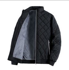 Men’s Winter Quilted Bomber Jacket Fleece Lined Padded Bubble Coat Outerwear