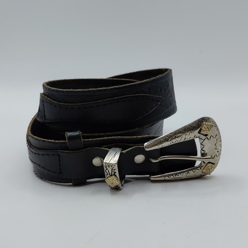 Black tooled leather western - tooled,