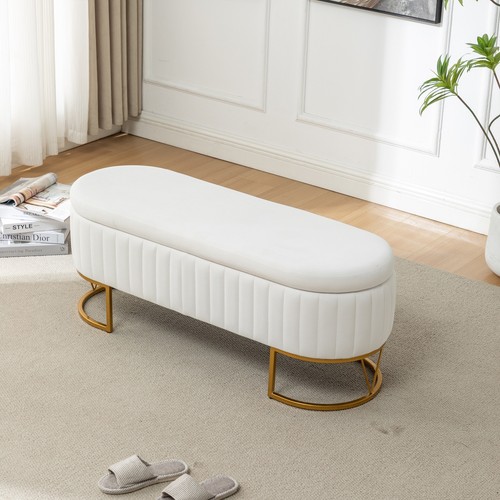 Velvet storage ottoman bench - velvet,