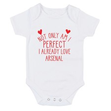 Arsenal Babygrow bodysuit Perfect I already love Fooitball Sizes to 12 months