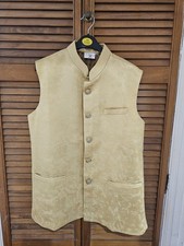 Mens Asian Waistcoat Gold Size