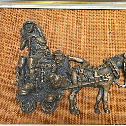Framed metal relief wall - relief,