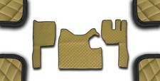 BEIGE 3 LAYER ECO LEATHER FLOOR MATS FOR RHD TRUCK VOLVO FH13 2010-2012 MANUAL