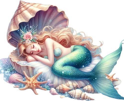 Colour sleeping sea mermaid - sleeping,