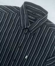 Melka Shirt Dark Blue Stripe Short Sleeve Mens Medium