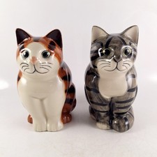 Quail Pottery Cats Dave & Tim, Tabby & Ginger, Sitting Cats