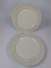 2x Denby Monsoon Lucille Fine China 11" Plates White Gold Floral Dinnerware Set