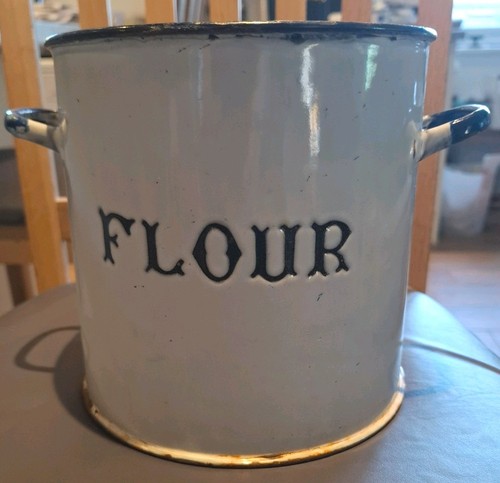Vintage enamel flour bin - flour,