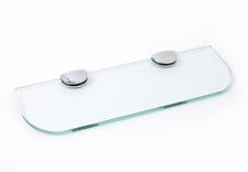 Bathroom Wall Mounted Clear Glass Shelf With Chrome Supports - Curved Edge